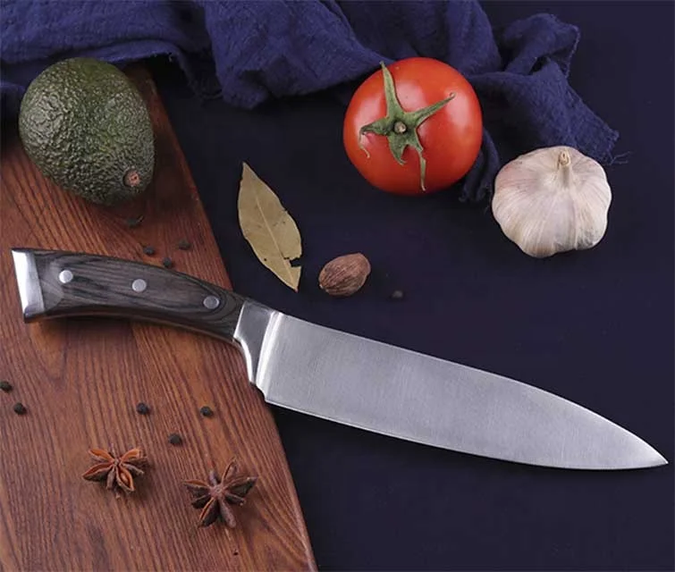 

Low MOQ stainless steel chef knife kitchen knife mirror finished handle