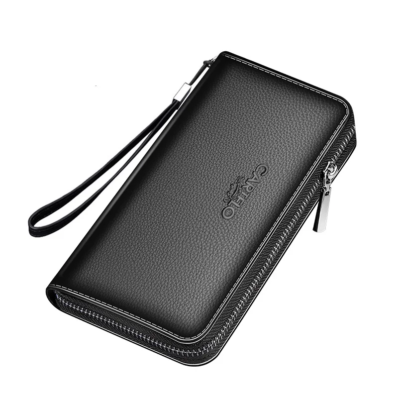 

China Wholesale Reasonable Price Men Clutch Bag Multifunctional Leather Long wallet For Men, 2 colors available