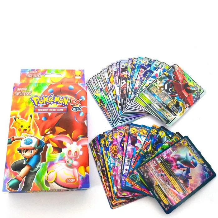 

Hot Selling 100 Assorted Pocket Monster Cards GX EX English Collectible Cards Mega Cards 80 EX+20 Mega