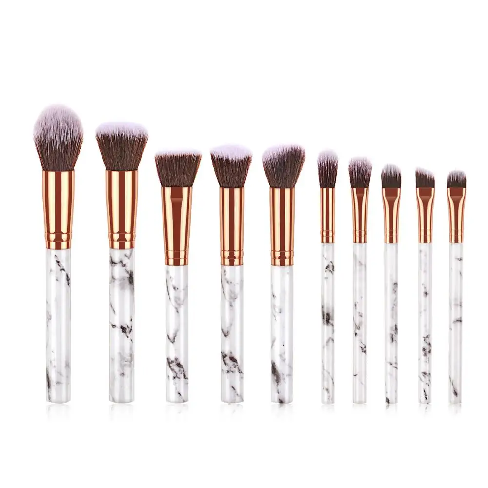 

2022 Hot Popular Marble Makeup Brushes 10PCS Beauty Brushes Makeup Cosmetics Kit Foundation Powder Blush Contour Make up brush