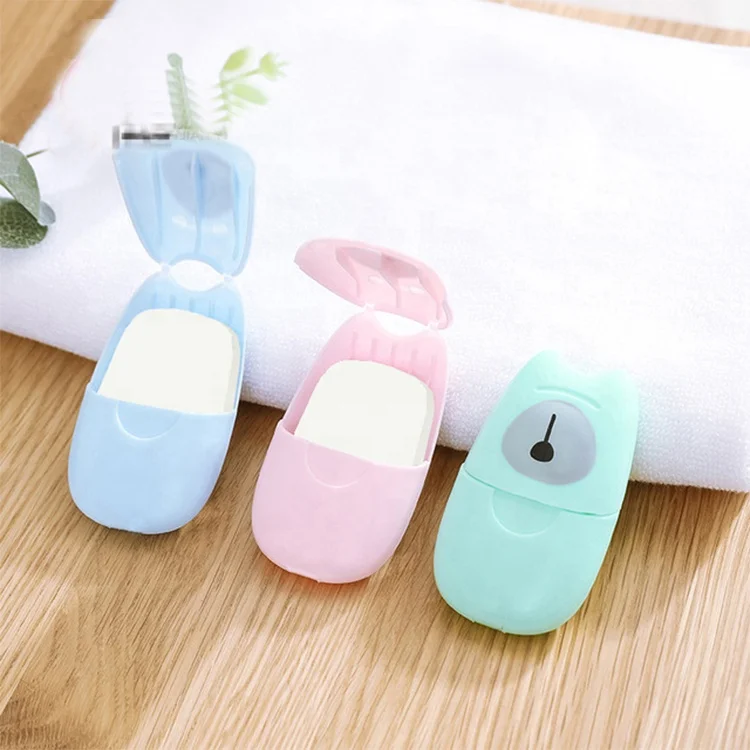 

Portable Cartoon Design Outdoor Hand Wash Soap Paper Disposable Soap Paper Pieces, As pictures