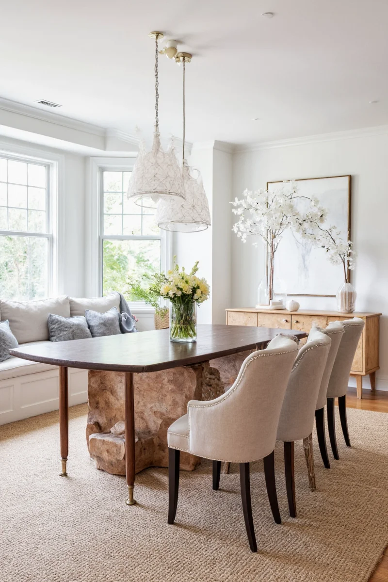 Final view of a fully styled family-friendly dining room