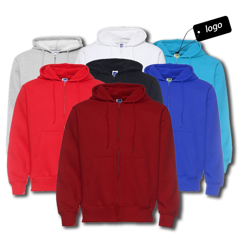 Wholesale Best Selling Sweatshirts Full Zip up Men Jacket Cotton Solid Color Custom Fleece Zipper Hoodie