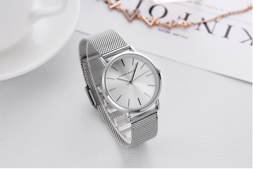 watch fashion mesh stainless steel bracelet custom logo private label lady  minimalist watch