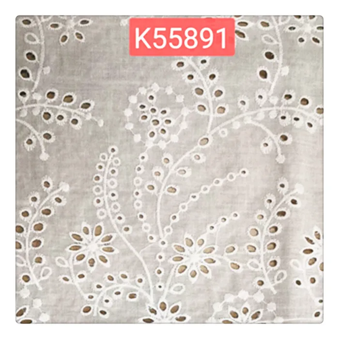 

swiss lace embroidered flowers white cotton fabric plain white cotton eyelet embroidery fabric, Accept customized color