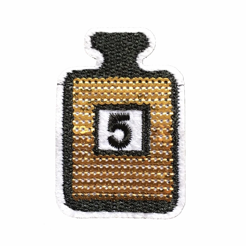 

5 Perfume Bottle Sequined Patches for Clothes Jeans Iron on Embroidered Patch DIY Appliqued Badge Parches 10 Pieces/set