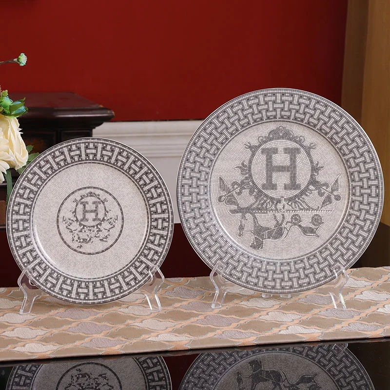 

Bone China Restaurant Dinnerware Set Horse Design Dinner Plate Bread Plate Dishes
