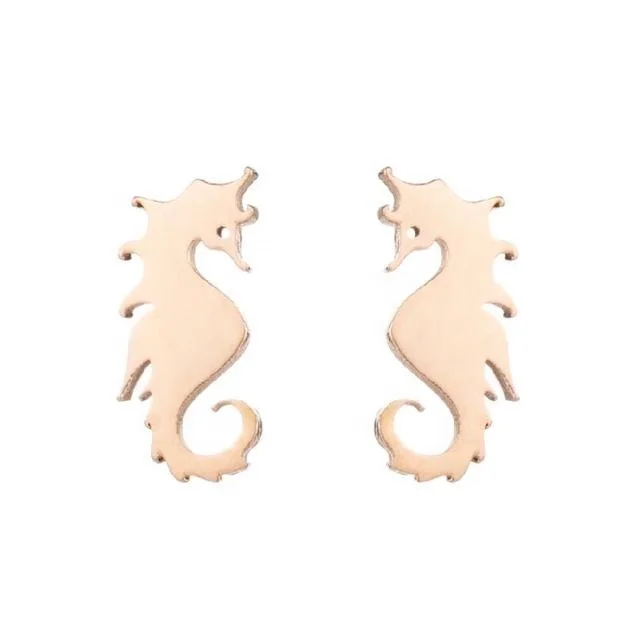 

Cat Kangaroo Jewelry Stainless Steel 2021 New Summer Ocean Series Mermaid Dolphin Earrings Ear Women Girl Kids, Silver, gold, black,rose gold