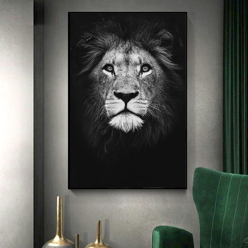 

Zoo Art Modern Wall Paintings Living Room Decorative Framed Lion Decor Calligraphy And Prints Black White Canvas Painting
