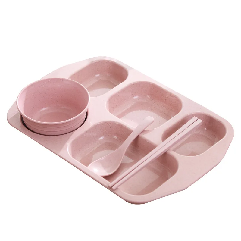 

Children's deep split tray family five tray large capacity tableware set