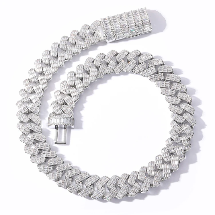 

Drop Shipping Gold Heavy 17mm 20inch Necklace Double Ice 5A CZ Cuban Chain Diamond Necklace for Men