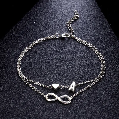 

2022 Europe America Style Alloy Alloy 26 Letter Anklets Foot Jewelry Women