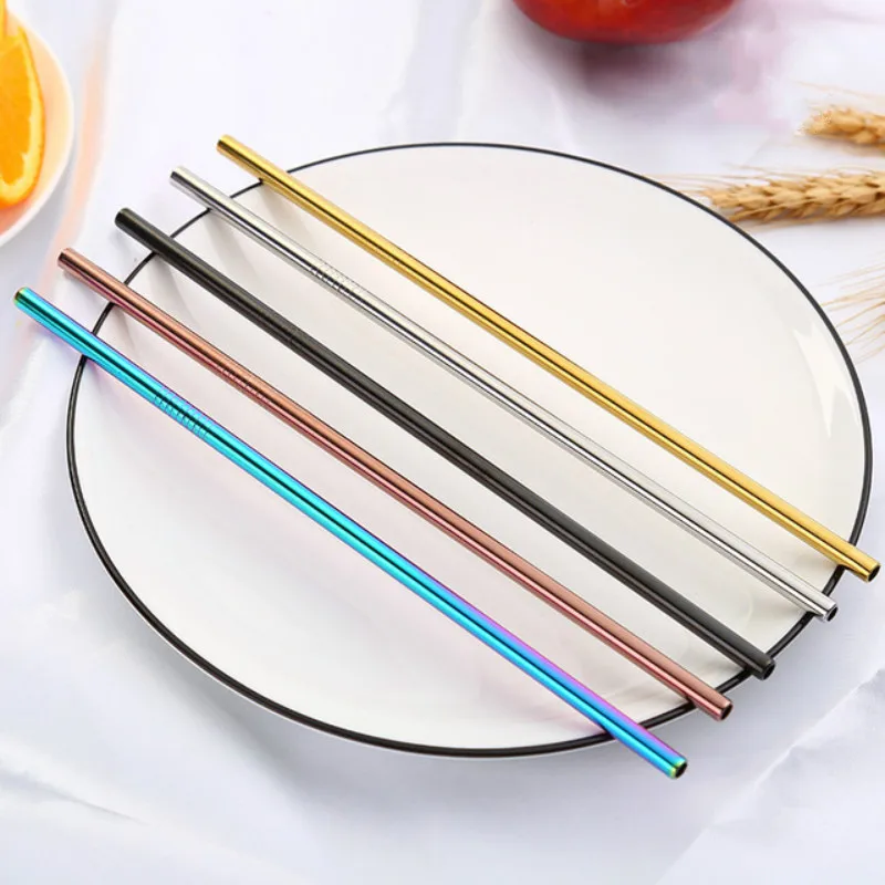 

Reusable Metal Drinking Straws 304 Stainless Steel Sturdy Bent Straight Drinks Straw Kawaii Colourful Environmental, Picture shown