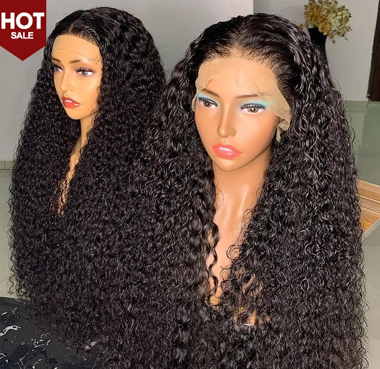 

30inch Water Wave Brazilian Hd Transparent 13x6 Lace Frontal Full Lace Water Wave Curly Wig Human Hair