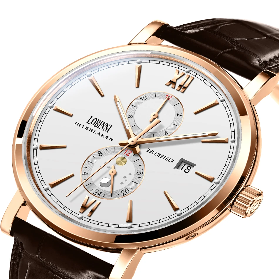 

LOBINNI Luxury Watch Mechanical Wristwatches Accept Custom Men Watch 2020 Trade Assurance Automatic Movement Male Round, 4 colors