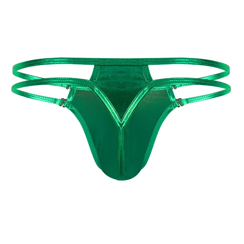 

Cheap Shiny PVC Underwear G String Briefs Bulge Pouch Underpants Pants Mens Jockstrap Bikini Thong