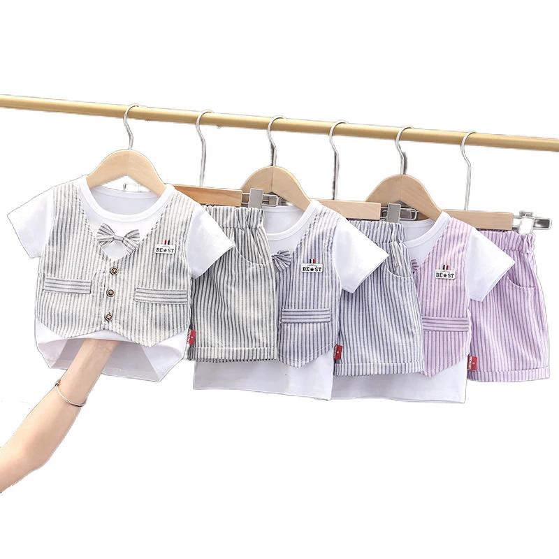

2021 new summer small and medium-sized children's sets boy baby thin waistcoat small suit two-piece Boys sets, Gray,purple,light blue