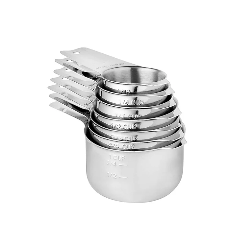 

1/2 60ml kitchen household metal 304# stainless steel food measuring cups set, Silver