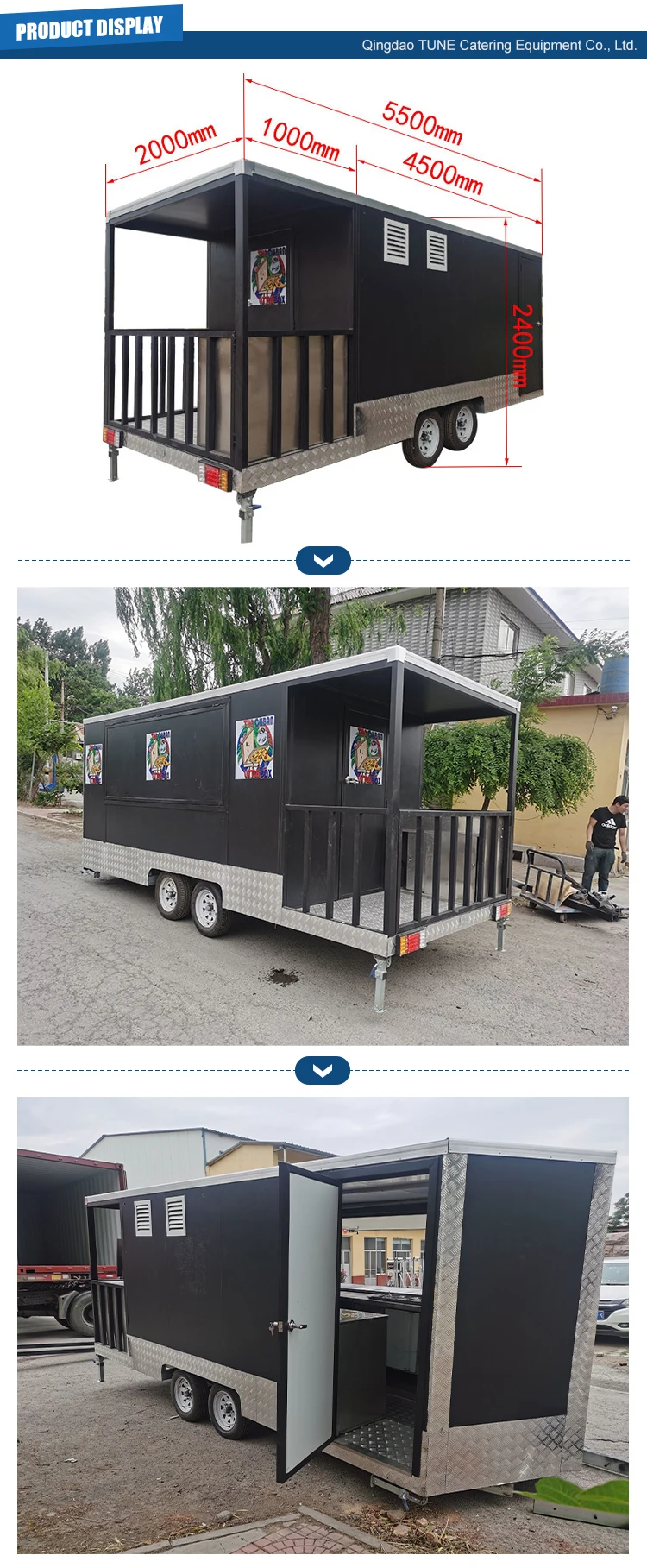 TUNE Coffee Truck Cart Fast Food Machine Fruit Carts Food Trailer with Freezer for Sale supplier