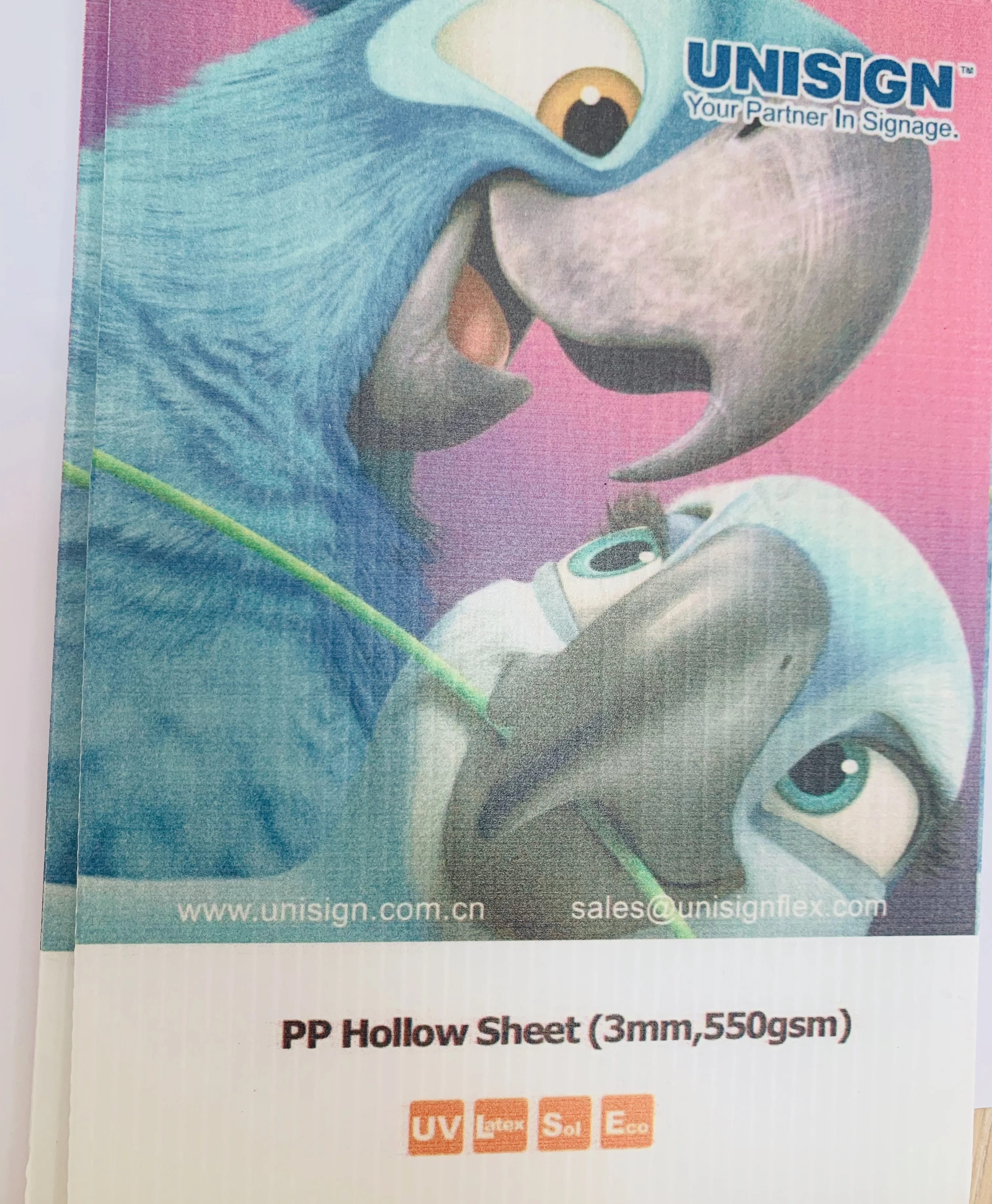 
Unisign pp hollow sheet Carton Plastic for advertisement display, surface protection, logistics packaging 