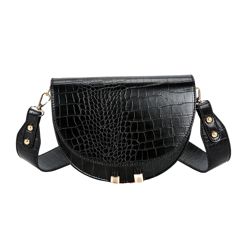 

XP1626 Fashion NEWS crocodile pattern semicircle bag shoulder messenger women