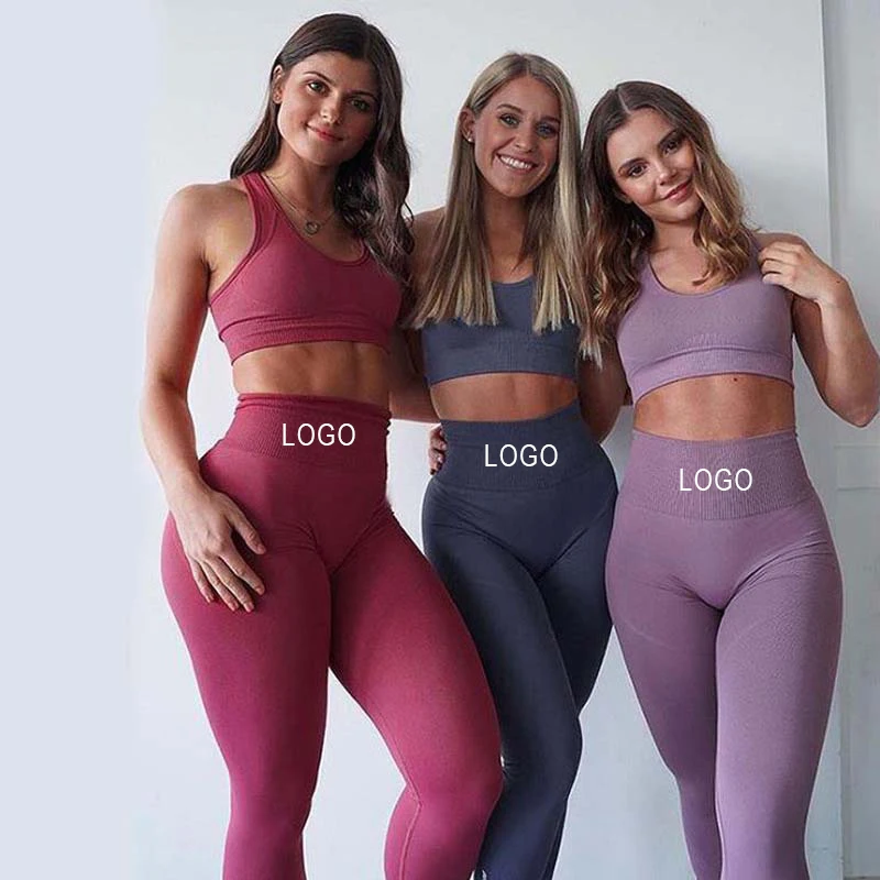

Fitness Wear Yoga Apparels Women Outdoor Seamless Gym Wear Sets Blank Sport Yoga Bra and Leggings Set with Custom Logo, Various