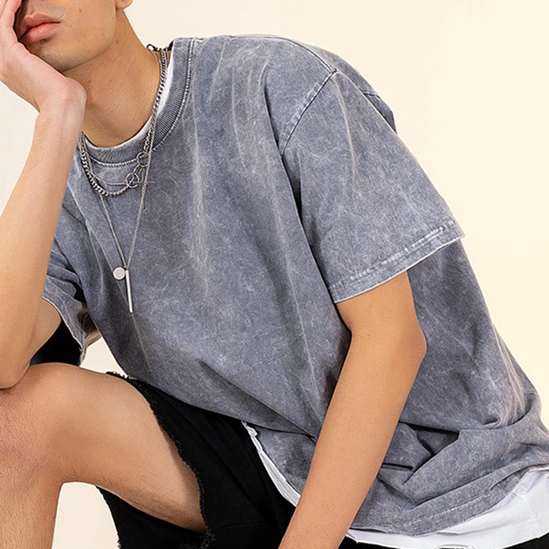 

Wholesale Heavy Weight Trendy Clothing Acid Washing Fashion Men's T-shirts