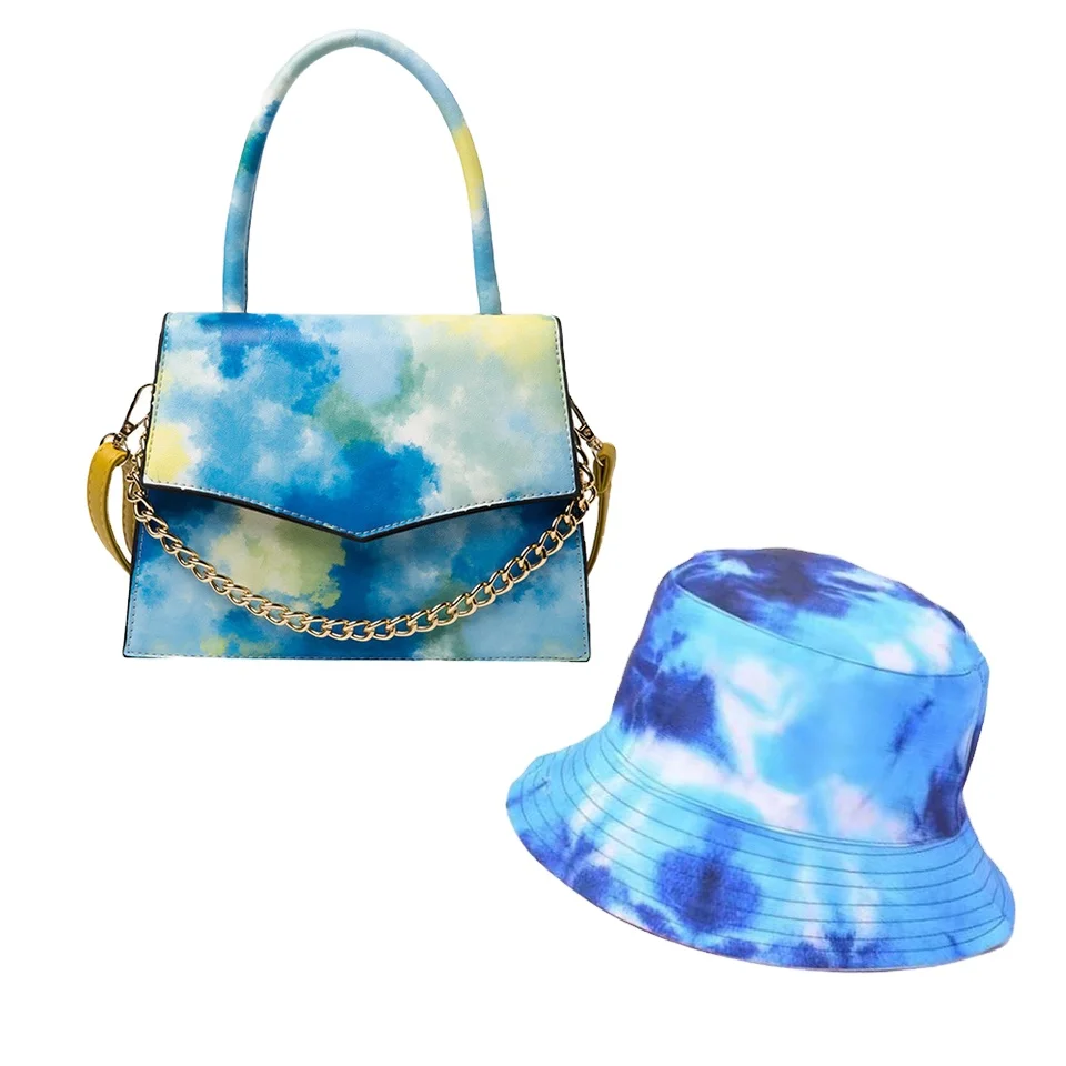 

2021 Tie-dye Handbags New Messenger Bag Sac A Main Matching Bucket Hat And Purse Set Women Wholesale