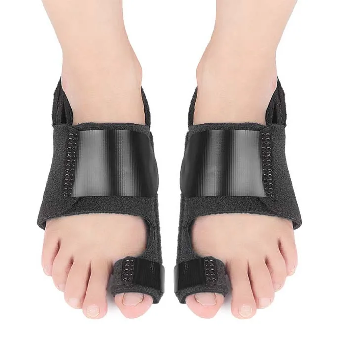 

Toe bunion aid straightener splint corrector hallux toe overlap pain fixed correction belt care set, Black