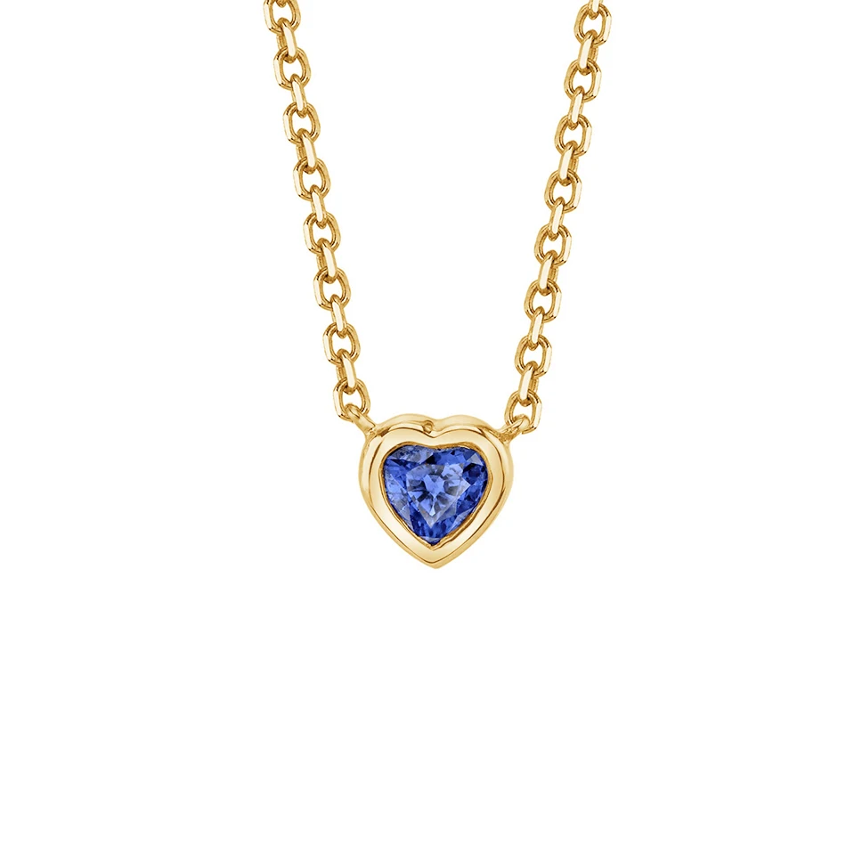 

wholesale high quality 925 sterling silver jewelry 14k gold plated fashion blue zircon heart necklace