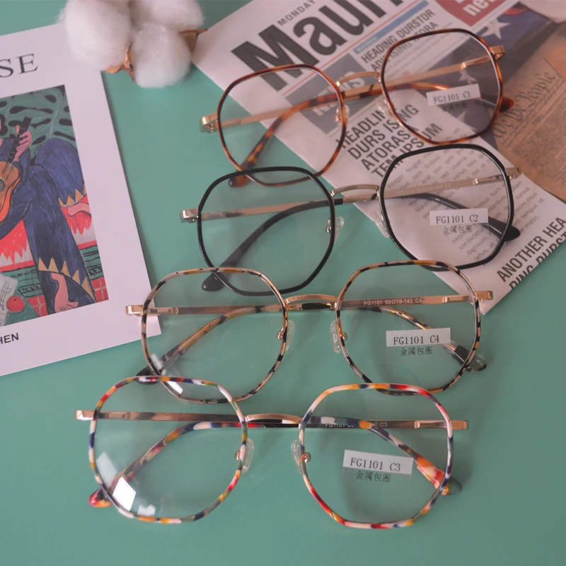 

Retro literary metal glasses frame fashion male and female students myopia optical eyewear Clear Lens, Customize color