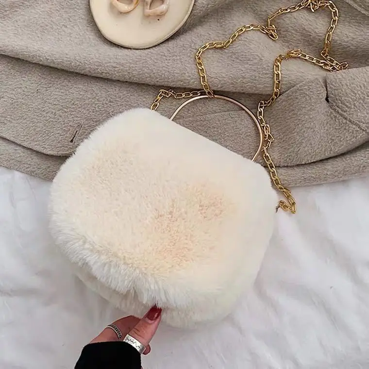 

New fashion winter faux fur purses crossbody handbags for women