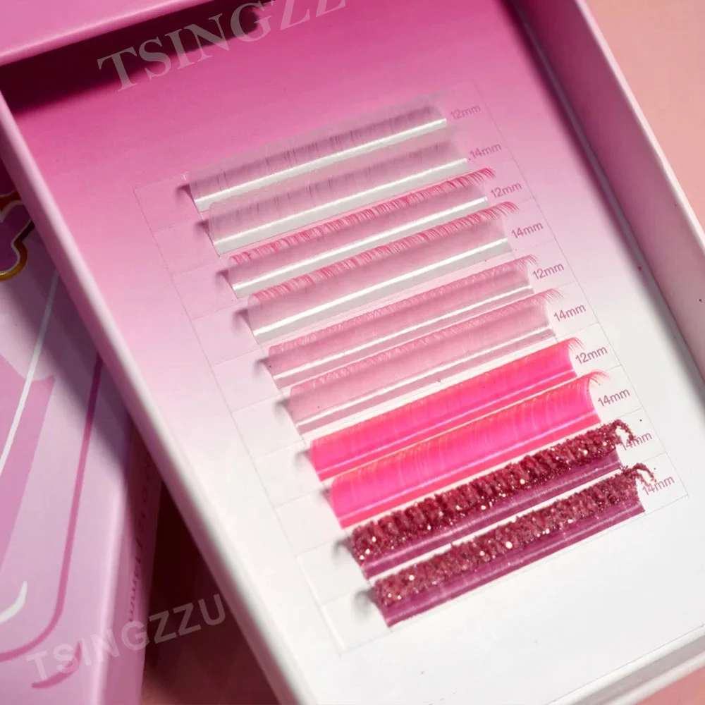 Mix Color Russian Silk Lashes 5/6 Colors Rainbow Eyelash Extension Colorful False Eyelashes Supplier Red Pink Blue Purple