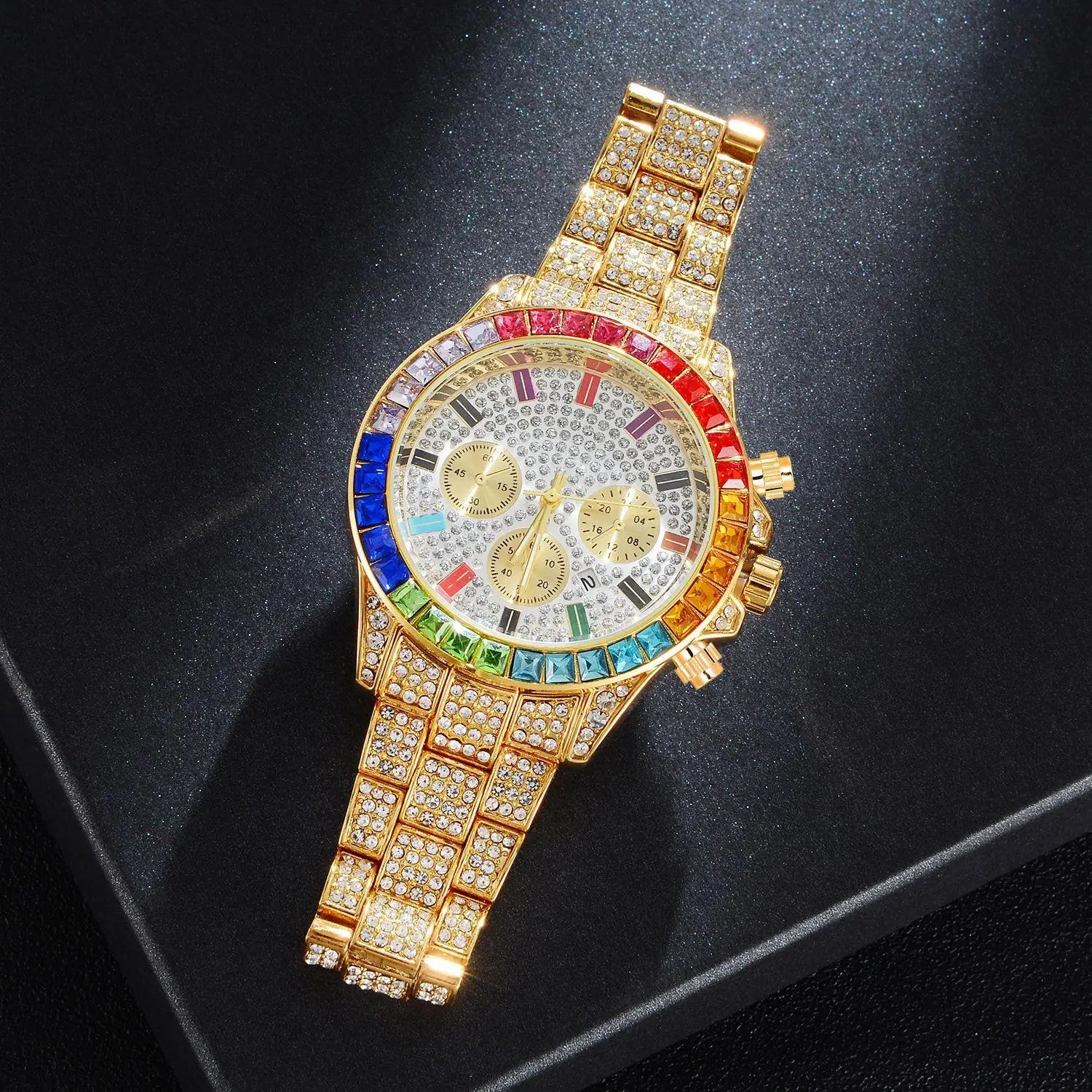 

Unique design Mens Watches Top Brand Luxury Chronograph Watch Watch With Diamond Stone
