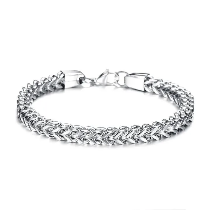 

Factory direct sales Cuban chain bangles jewelry wholesale Personality square fish scale men's surgical stainless steel bracelet