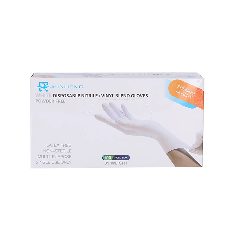 

Manufacturers Cheap 100Pcs/Box Nitrile Gloves Powder Free White Hand Synthetic Rubber Natural Latex Gloves