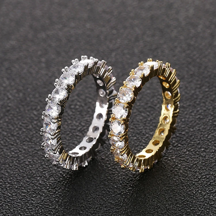 

Jewelry copper micro-inlaid zircon men's hip-hop ring single row zircon ring, Picture shows