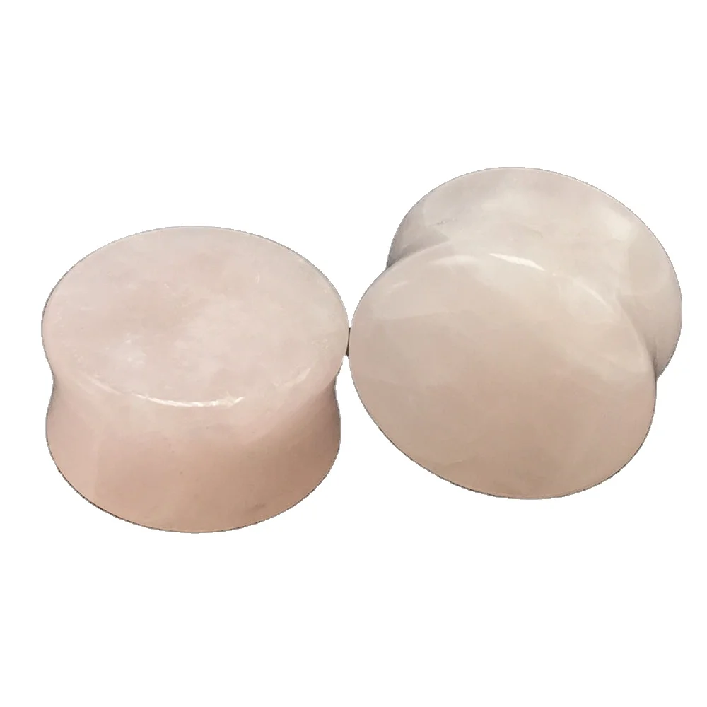 

Natural rose quartz earings double flare gemstone ear plugs ear piercing plugs