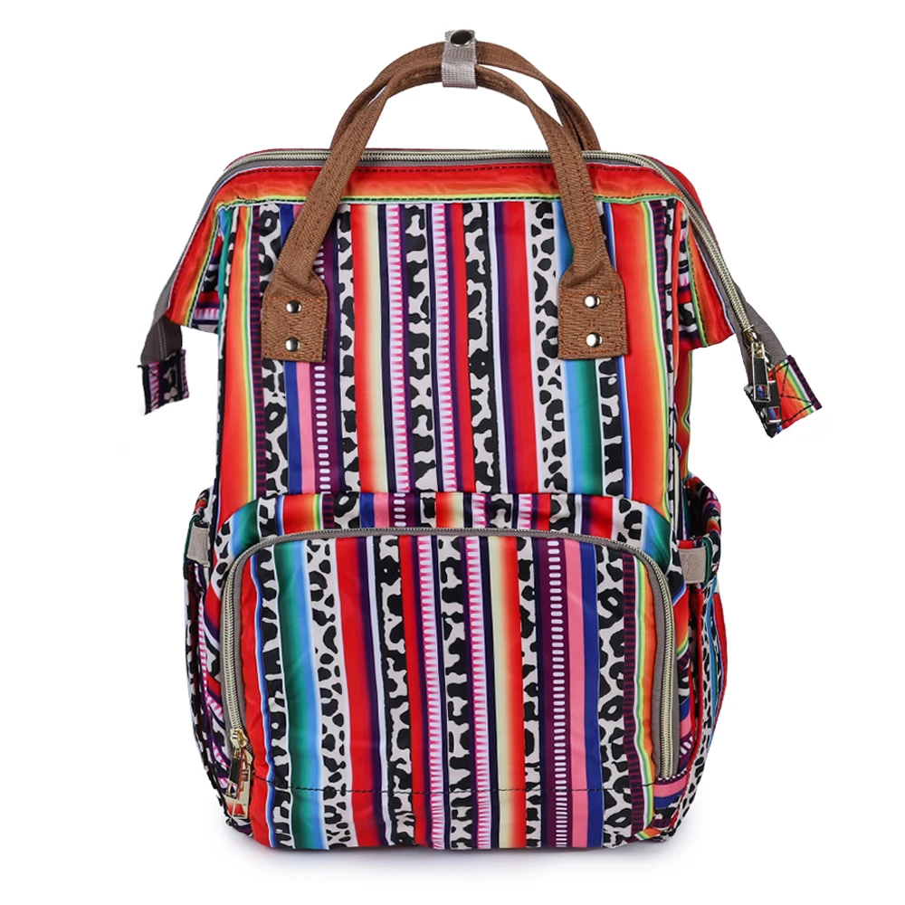 

Monogram Wholesale Large Capacity Trendy diaper bags Serape Nappy Mommy Backpacks, Customized colors