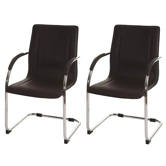 2022 Simple Design Visitors Chair Leather Metal Chrome Leg Office Chair