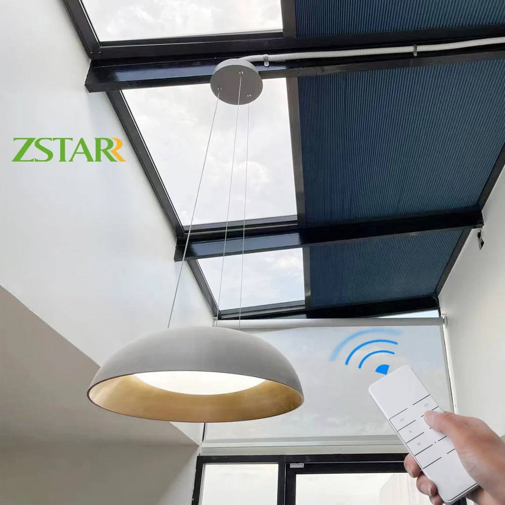 Customized Size Solar Power Motorized Honeycomb Cellular Blinds Remote Control Skylight Blinds for Home