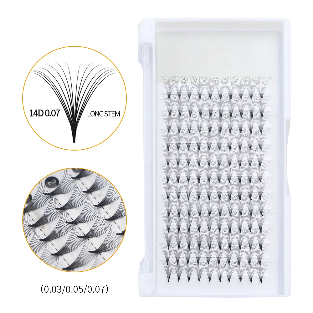 

Private Label Pre Made Fans Lashes Silk Pre Fanned Eyelash Extensions 10D 12D 14D Slim Pointy Base Premade Volume Fans