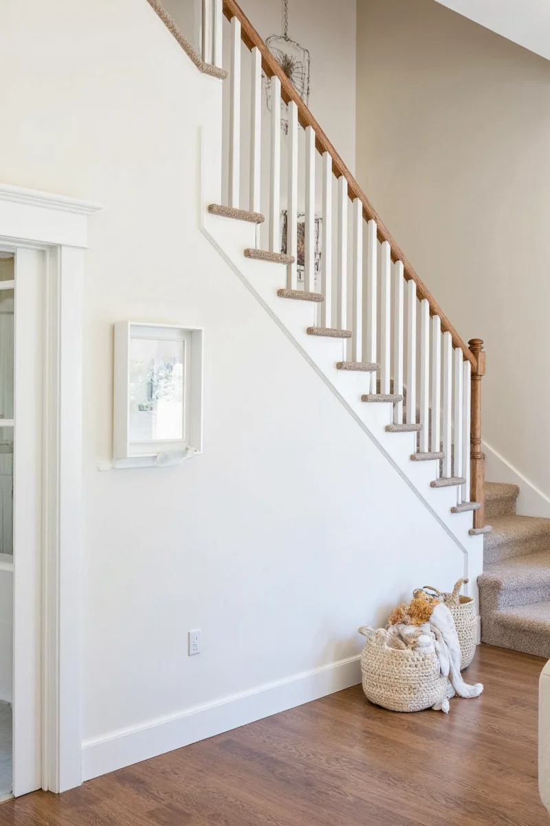 Chalkboard panel installed at base of stairs