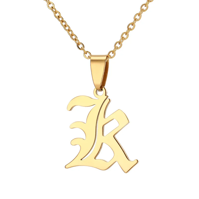 

Fashion Trendy A-Z 26 Single Letter Necklace 18 K Gold Plated Stainless Steel Adjustable Necklace For Women Gift