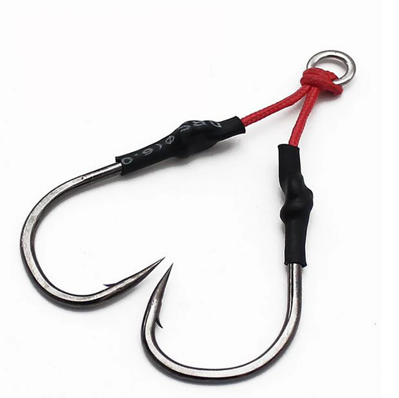 

Jetshark 1/0#-11/0# Quality Stainless Steel Ring High Carbon Jigging Hook Double Assist Strong Fish Hooks