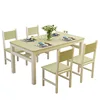 Household Simple Design Dinging Room Furniture Table Set Long Dining Table Set 4Chairs