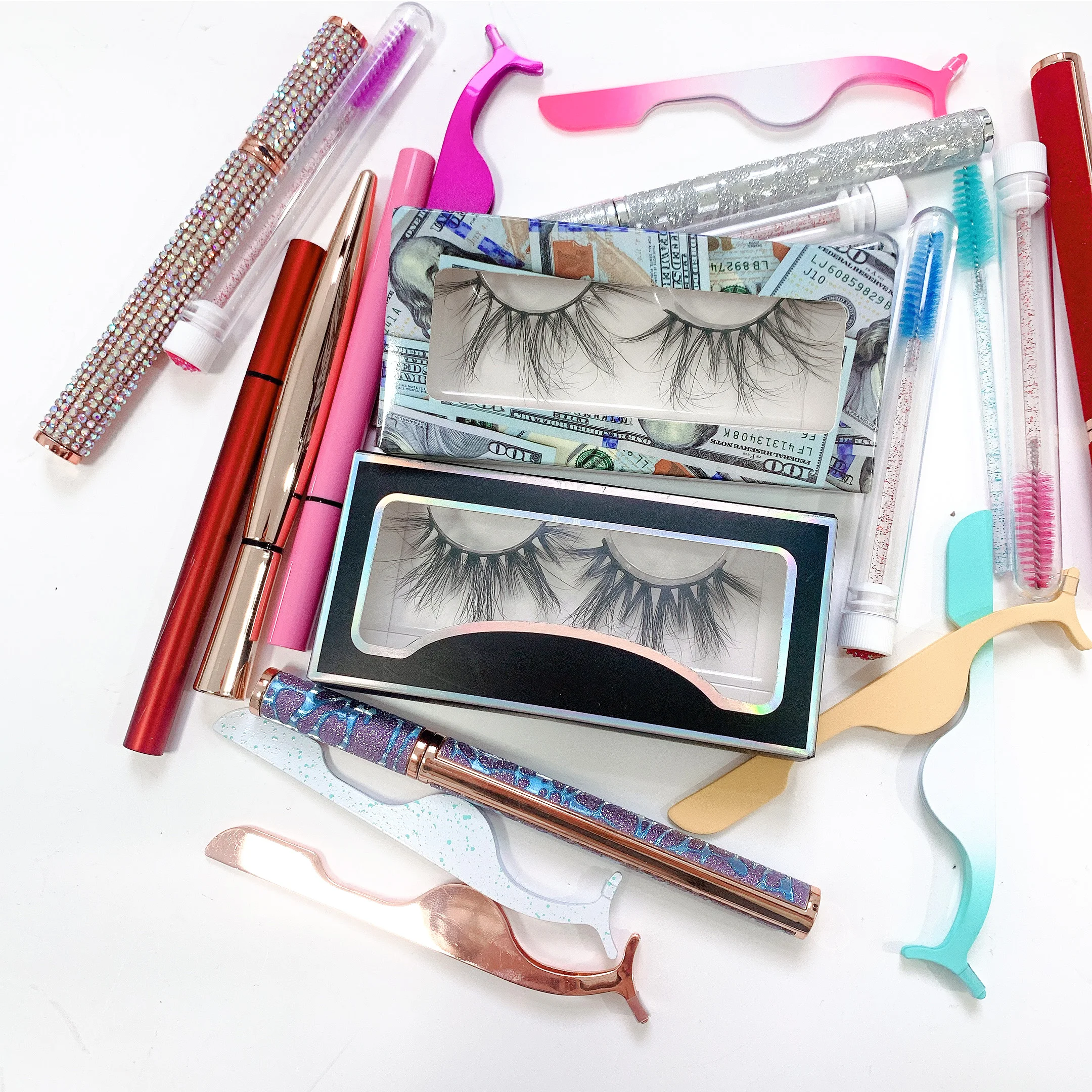 

Wholesale Natural False Eyelashes 3D Mink 25mm Lashes Soft Eyelash Extension Makeup Fake Eyelash, Black color