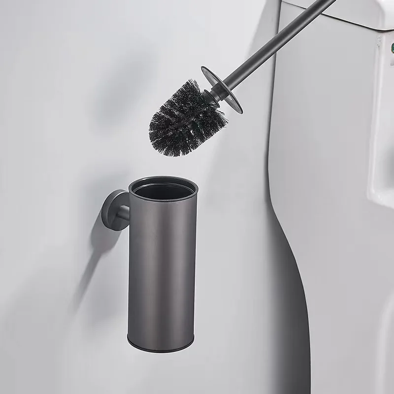 304 stainless steel wall mounted toilet brush gun gray bathroom cleaning set