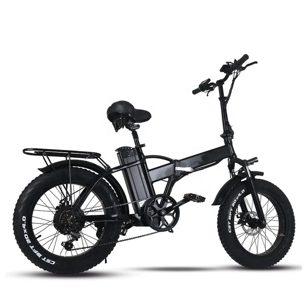 48V 15Ah 500W 750W Fat Tyre E Bike 20" Foldable Aluminum Alloy Frame Electric Bike 2020, Black
