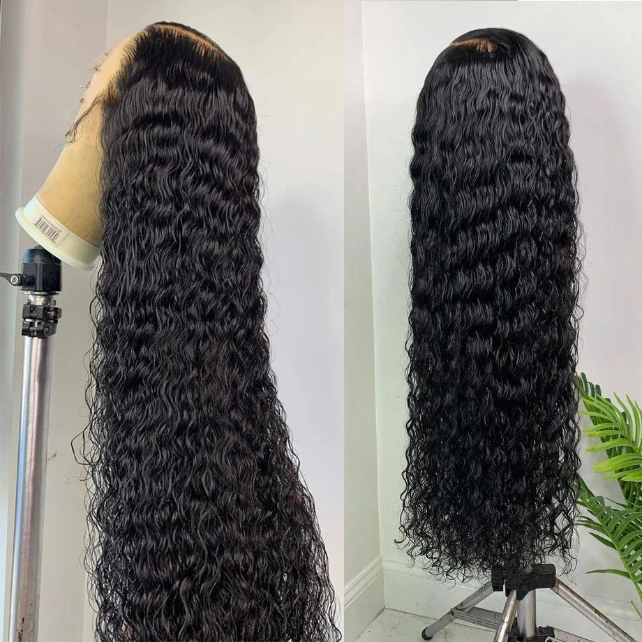 Factory Price Malaysian Virgin Hair Wig High Quality Water Wave Wigs Cuticle Align Human Hair Transparent Natural Lace Front Wig